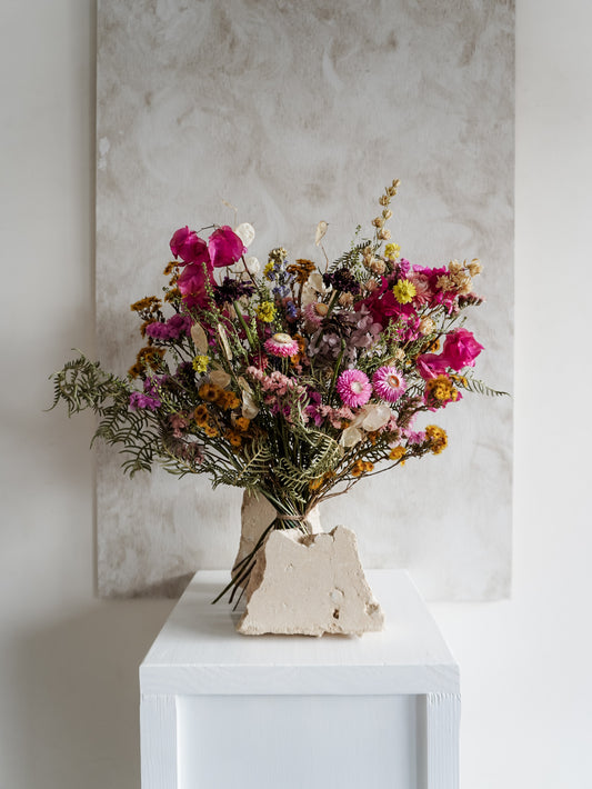 Dried flower meadow bouquet bright and colourful featuring spring flowers – Luxe Size Distant View.