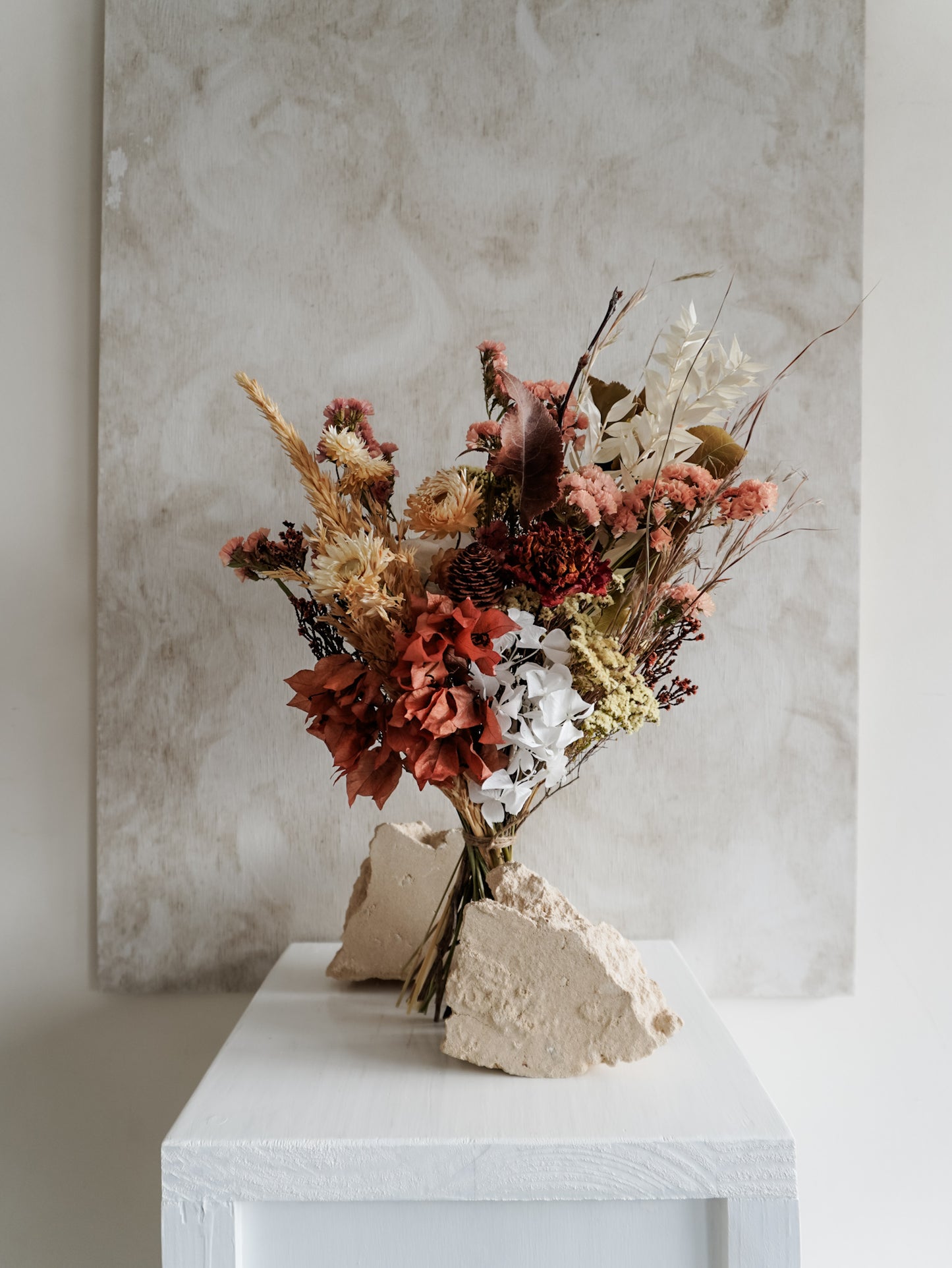 Dried flower bouquet autumn rustic tones - Classic Size Distant View.