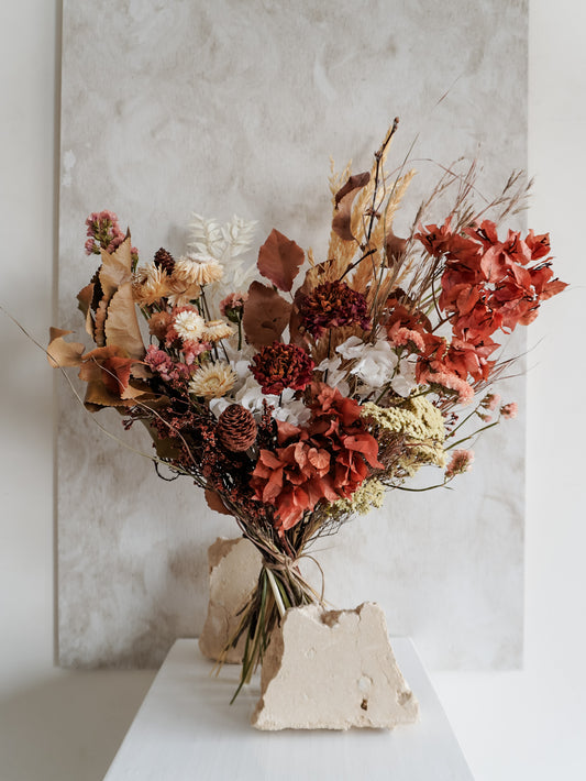 Dried flower bouquet autumn rustic tones - Luxe Size Close View.