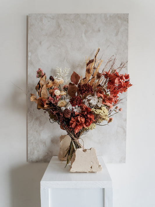 Dried flower bouquet autumn rustic tones - Luxe Size Distant View.
